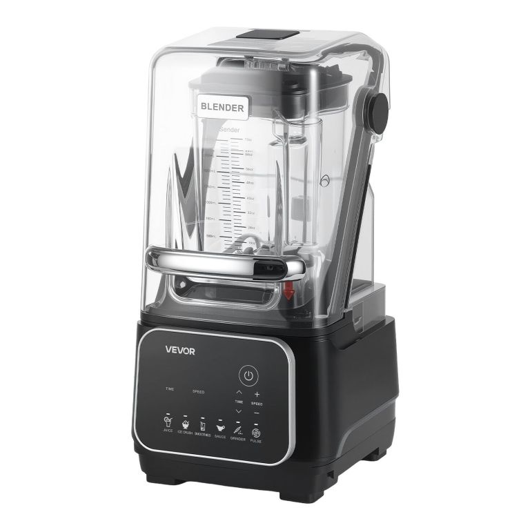 Commercial blender with soundproof cover and digital controls