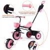 toddler tricycle & stroller for 18 months to 5 year old, kids trike with parent push handle, adjustable seat & storage for outdoor play, tricycle for toddlers, birthday toy for boys and girls Pink kids tricycle with push handle and storage