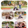 toddler tricycle & stroller for 18 months to 5 year old, kids trike with parent push handle, adjustable seat & storage for outdoor play, tricycle for toddlers, birthday toy for boys and girls Toddler riding pink tricycle with parent in park