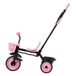 Pink and black kids tricycle with push handle