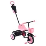 Pink toddler tricycle with parent push handle