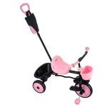 Pink and black toddler tricycle with push handle