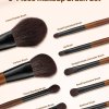 Nine-piece makeup brush set with labelled brushes