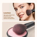 9 piece makeup brush set for foundation blending eyeshadow, professional makeup brush kit with soft natural wool & vegan synthetic bristles, ergonomic wood handle, travel friendly storage bag Makeup brush with ultra-soft high-density bristles