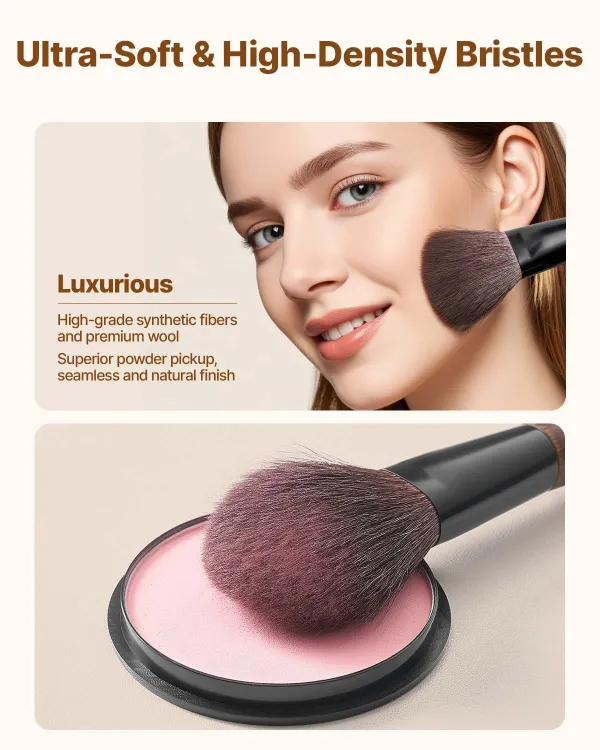 Makeup brush with ultra-soft high-density bristles