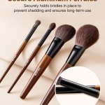 9 piece makeup brush set for foundation blending eyeshadow, professional makeup brush kit with soft natural wool & vegan synthetic bristles, ergonomic wood handle, travel friendly storage bag Makeup brushes with secure aluminium ferrules