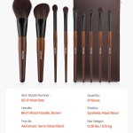 9 piece makeup brush set for foundation blending eyeshadow, professional makeup brush kit with soft natural wool & vegan synthetic bristles, ergonomic wood handle, travel friendly storage bag Nine-piece makeup brush set with storage pouch
