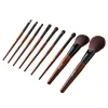 Set of wooden handle makeup brushes