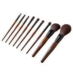 9 piece makeup brush set for foundation blending eyeshadow, professional makeup brush kit with soft natural wool & vegan synthetic bristles, ergonomic wood handle, travel friendly storage bag Set of wooden handle makeup brushes