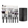 34 piece makeup brush set, professional brushes kit for foundation blending eyeshadow concealer blush with soft bristles, ergonomic wood handle, travel friendly case included Professional makeup brush set with black case