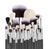 34 piece makeup brush set, professional brushes kit for foundation blending eyeshadow concealer blush with soft bristles, ergonomic wood handle, travel friendly case included Assorted professional makeup brushes on white background