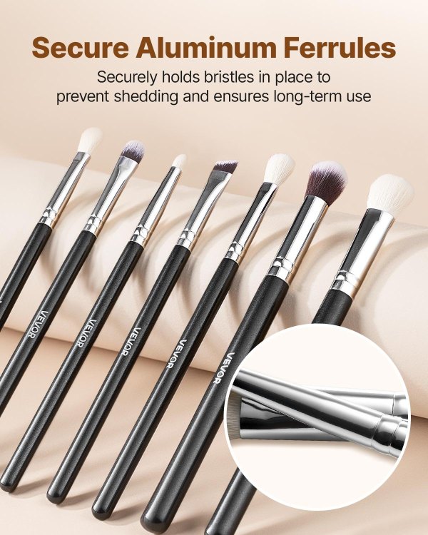 Makeup brushes with secure aluminium ferrules
