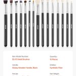 15 piece makeup brush set for foundation blending eyeshadow, professional vegan brushes with soft synthetic bristles, ergonomic wood handle & aluminum ferrule, portable and travel friendly 15-piece black handled detail paint brush set