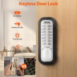 Mechanical keyless door lock with keypad on wooden door