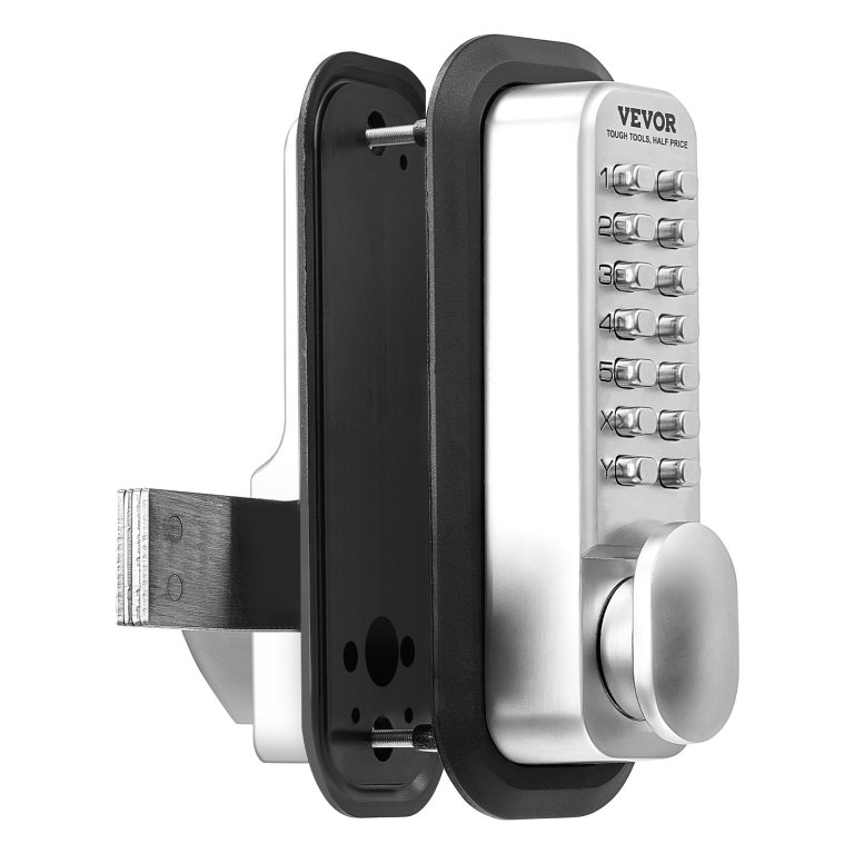 Mechanical keypad door lock with silver finish