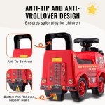 Kids red ride-on fire truck with anti-tip design