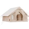 Beige canvas camping tent with open entrance