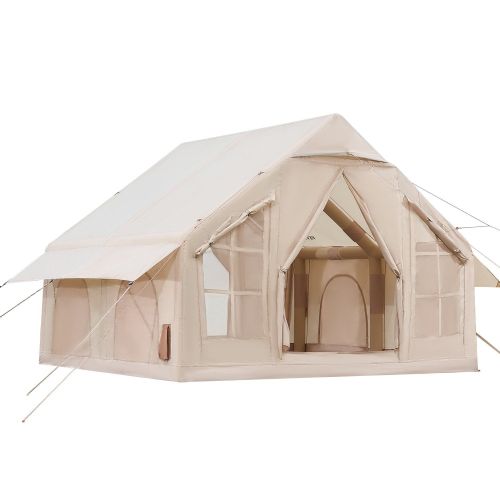 Beige canvas camping tent with open entrance