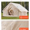 Canvas camping tent in forest, sun and waterproof