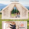 Camping tent with mesh windows in mountains