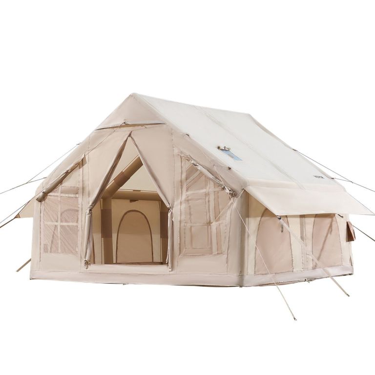 Large beige canvas safari camping tent