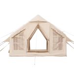 Beige canvas camping tent with open entrance