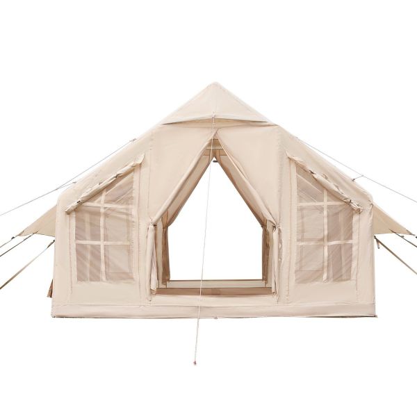 Beige canvas camping tent with open entrance