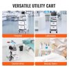 3 tiers lab carts, lab utility cart with 2 drawers & 1 top tray, mobile medical cart with abs material, lab rolling cart with 4 silent wheels for lab, clinic, hospital, salon, white Versatile medical utility cart for multiple settings