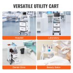 3 tiers lab carts, lab utility cart with 2 drawers & 1 top tray, mobile medical cart with abs material, lab rolling cart with 4 silent wheels for lab, clinic, hospital, salon, white Versatile medical utility cart for multiple settings
