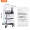 3 tiers lab carts, lab utility cart with 2 drawers & 1 top tray, mobile medical cart with abs material, lab rolling cart with 4 silent wheels for lab, clinic, hospital, salon, white VEVOR medical trolley with drawers and wheels