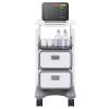 3 tiers lab carts, lab utility cart with 2 drawers & 1 top tray, mobile medical cart with abs material, lab rolling cart with 4 silent wheels for lab, clinic, hospital, salon, white Mobile medical trolley with patient monitor and supplies