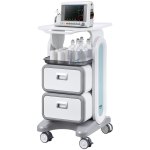 3 tiers lab carts, lab utility cart with 2 drawers & 1 top tray, mobile medical cart with abs material, lab rolling cart with 4 silent wheels for lab, clinic, hospital, salon, white Medical trolley with patient monitor and supplies