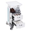 3 tiers lab carts, lab utility cart with 2 drawers & 1 top tray, mobile medical cart with abs material, lab rolling cart with 4 silent wheels for lab, clinic, hospital, salon, white Medical trolley with drawers and supplies