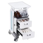 3 tiers lab carts, lab utility cart with 2 drawers & 1 top tray, mobile medical cart with abs material, lab rolling cart with 4 silent wheels for lab, clinic, hospital, salon, white Medical trolley with drawers and supplies