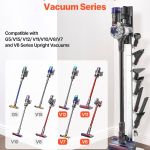 vacuum stand, compatible with dyson g5 v15 v12 v11 v10 v8 v7 v6 series upright vacuums cleaners & accessories, stable vacuum stand holder with 6 hooks and non slip footpads, gray Vacuum stand compatible with multiple Dyson models