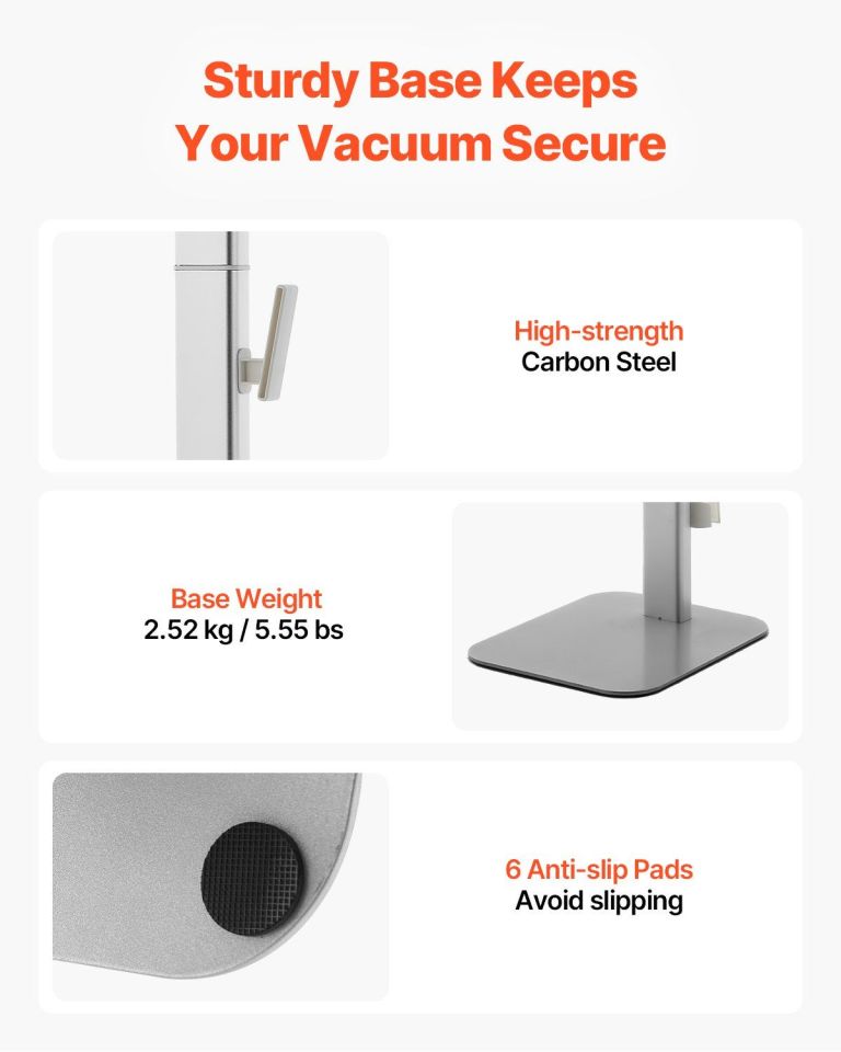 vacuum stand, compatible with dyson g5 v15 v12 v11 v10 v8 v7 v6 series upright vacuums cleaners & accessories, stable vacuum stand holder with 6 hooks and non slip footpads, gray Sturdy vacuum stand base with anti-slip pads