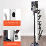 vacuum stand, compatible with dyson g5 v15 v12 v11 v10 v8 v7 v6 series upright vacuums cleaners & accessories, stable vacuum stand holder with 6 hooks and non slip footpads, gray Cordless vacuum on charging stand with attachments