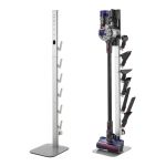 vacuum stand, compatible with dyson g5 v15 v12 v11 v10 v8 v7 v6 series upright vacuums cleaners & accessories, stable vacuum stand holder with 6 hooks and non slip footpads, gray Cordless stick vacuum on storage stand with attachments