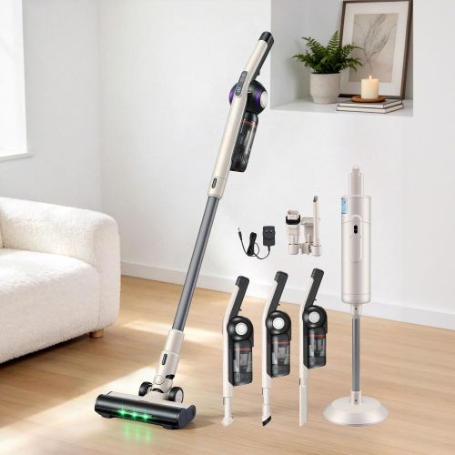 Cordless stick vacuum with attachments and charging stand