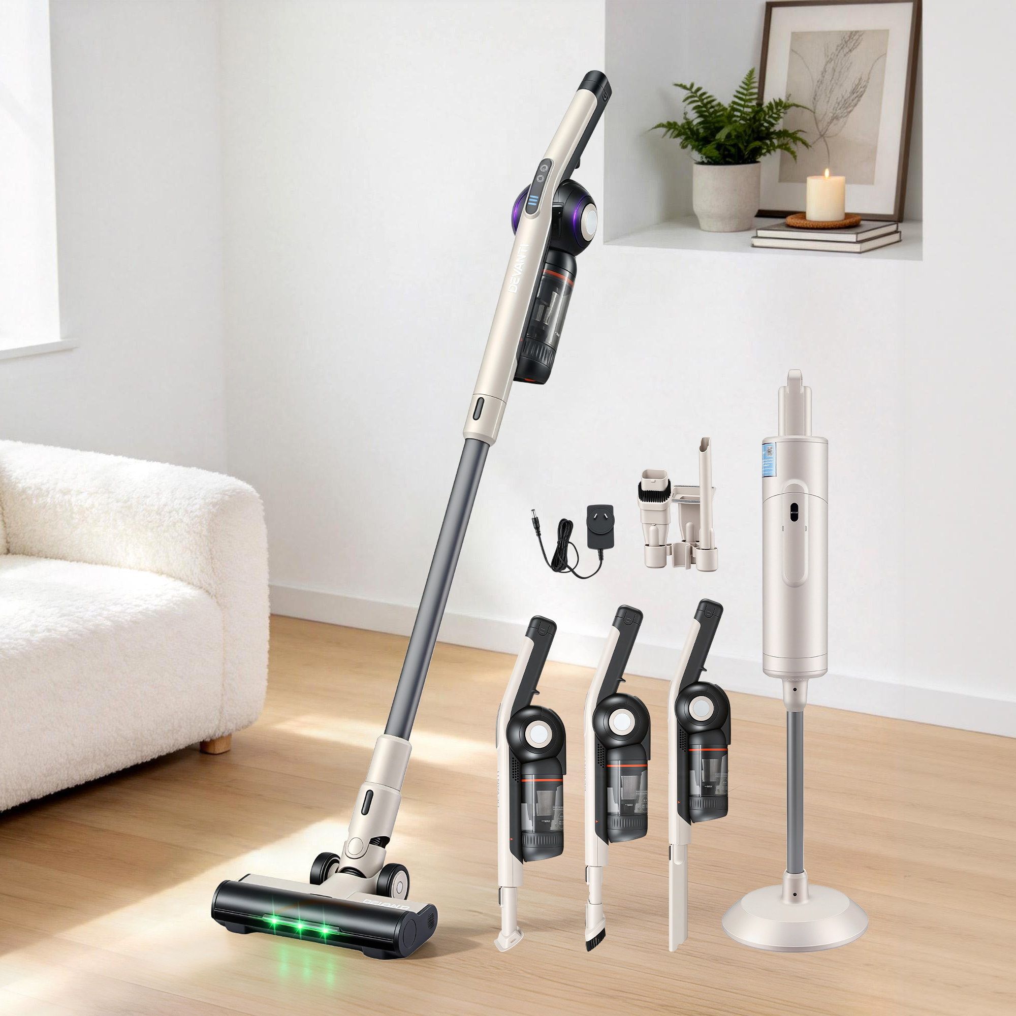 vac cl v1p ce 00.jpg Cordless stick vacuum with attachments and charging stand