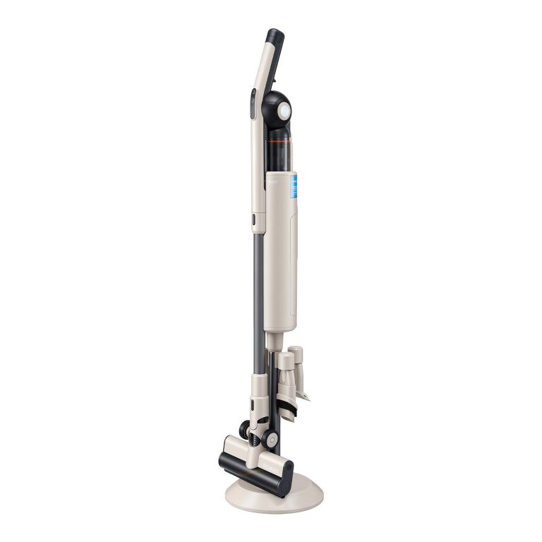 devanti cordless vacuum cleaner with auto empty dust station, 18kpa powerful suction 1.05kg lightweight 40mins runtime 3 speed led floor head washable hepa filter stick vacuum, oat Cordless stick vacuum on charging stand