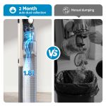 devanti cordless vacuum cleaner with auto empty dust station, 18kpa powerful suction 1.05kg lightweight 40mins runtime 3 speed led floor head washable hepa filter stick vacuum, oat Vacuum auto dust collection versus manual emptying comparison