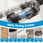 devanti cordless vacuum cleaner with auto empty dust station, 18kpa powerful suction 1.05kg lightweight 40mins runtime 3 speed led floor head washable hepa filter stick vacuum, oat Cordless vacuum motor cutaway showing 18kPa suction