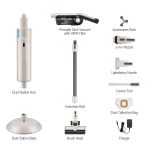 devanti cordless vacuum cleaner with auto empty dust station, 18kpa powerful suction 1.05kg lightweight 40mins runtime 3 speed led floor head washable hepa filter stick vacuum, oat Stick vacuum with HEPA filter and accessories