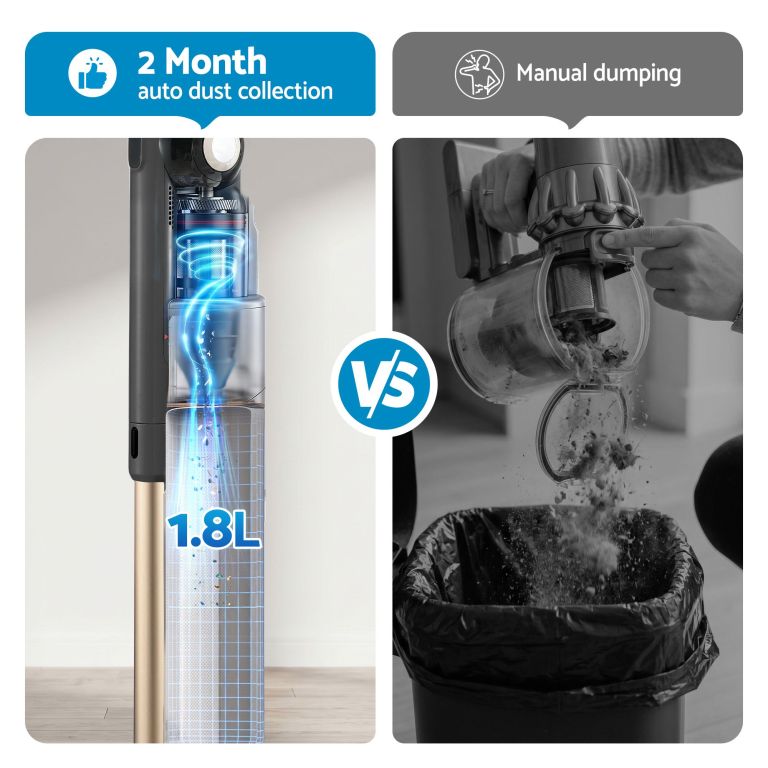 Auto dust collection vacuum versus manual emptying