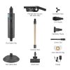 devanti cordless vacuum cleaner with auto empty dust station, 18kpa powerful suction 1.05kg lightweight 40mins runtime 3 speed led floor head washable hepa filter stick vacuum, grey Stick vacuum with HEPA and accessories set