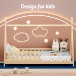 Children’s wooden bed with star and cloud lights