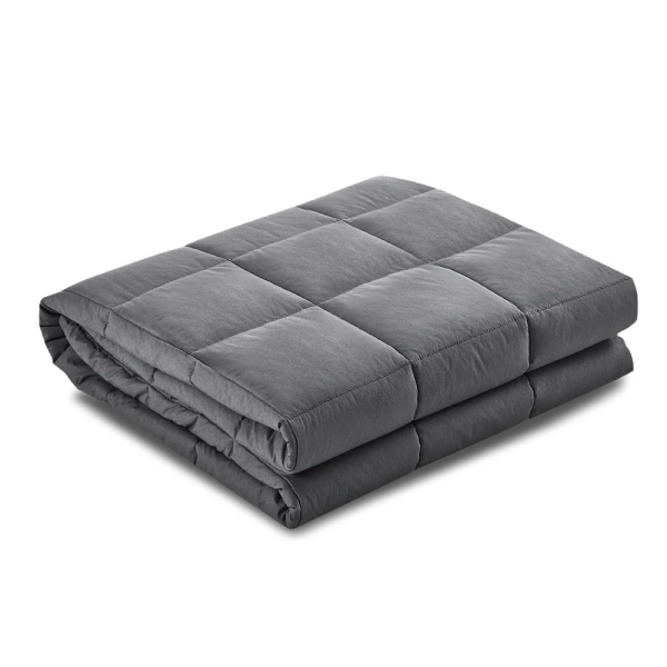 wblanket ct 7kg 00.jpg Folded grey weighted blanket on white background