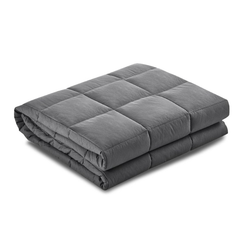 wblanket ct 7kg 00.jpg Folded grey weighted blanket on white background