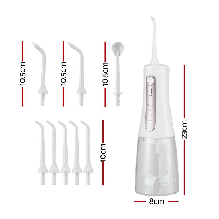 devanti cordless water flosser dental oral irrigator white Cordless water flosser with interchangeable nozzle tips